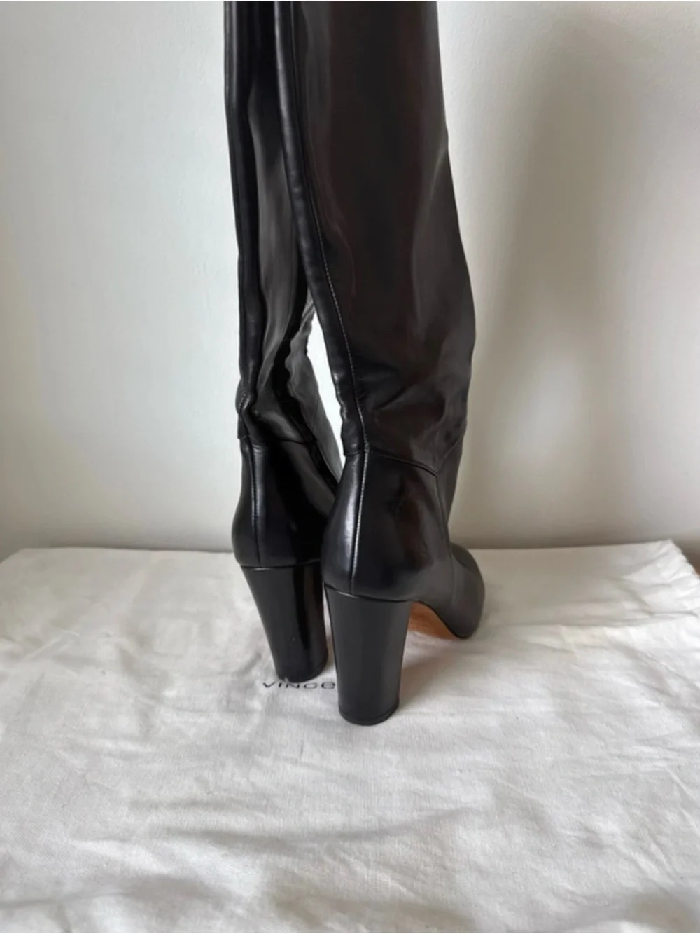 Vince Black Over-the-Knee Leather Boots